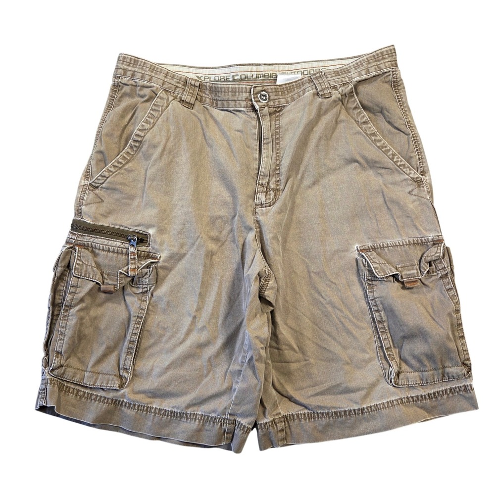 Columbia XCO Mens 34 Khaki Tan Cotton Cargo Shorts Hiking Outdoor AM4443
